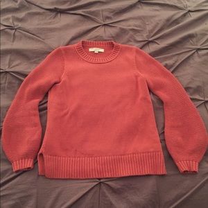 LOFT Coral Bulb Sleeved Sweater